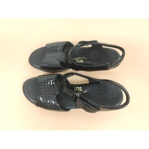 SAS Tripad Comfort Black Croc Leather Adjustable Sandals Sun timer Size‎ 7S